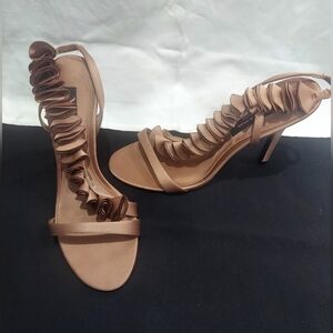 Tan Ruffle Heels, Nina Shoes